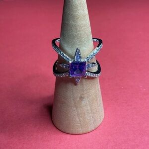 Bomb Party RBP8631 “Glamorous Stylista” Cubic Zirconia on Rhodium Sz 10 Ring NWT